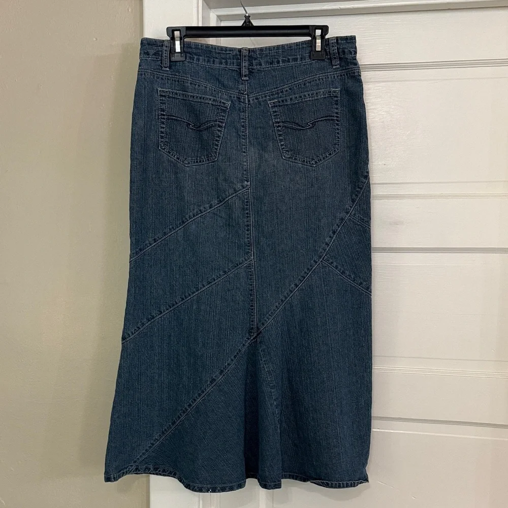 Cato Dark Blue Jean Denim Maxi Skirt Sz 10 - Picture 6 of 7
